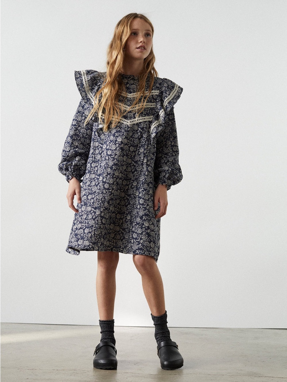 The New Society Girls Floral Long Sleeve Cotton Dress Adelaine Print Size 12Y